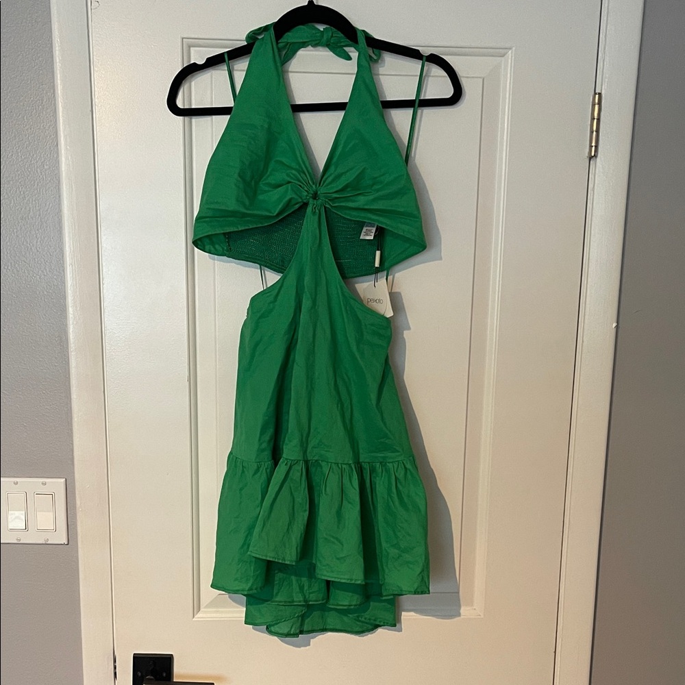 Green Halter Cut Out Dress